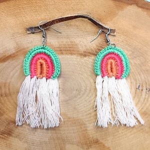 Crochet rainbow earrings